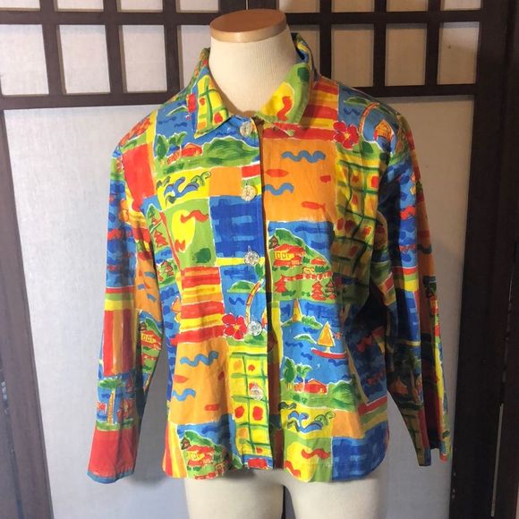 Coldwater creek tropical jacket petit med - Picture 1 of 9